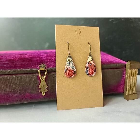 Polymer Clay Floral Dangling Pierced Earrings New - Picture 3 of 10